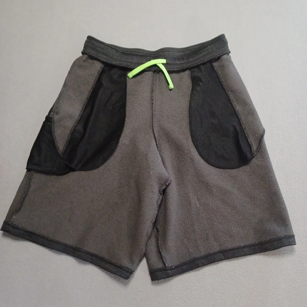 Champion C9 Athletic Shorts Boys L 12-14 Gray Heather Neon Green Mesh Gym Active